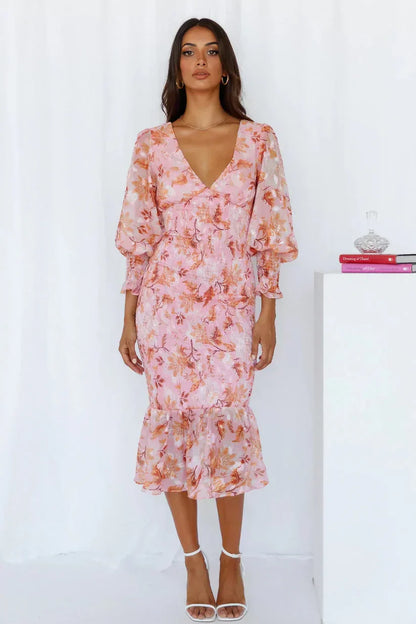 Aubrey | Women's Floral Flowy Draped Dress Evening