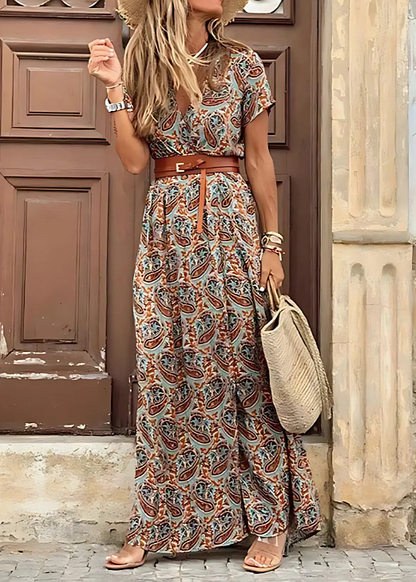Athena | Airy Bohemian Maxi Dress With Matching Belt