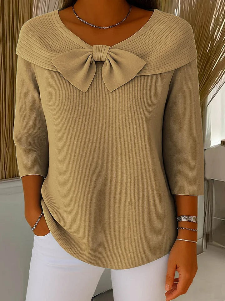 Beatrice | Women's Sweater with Bow and Round Neckline