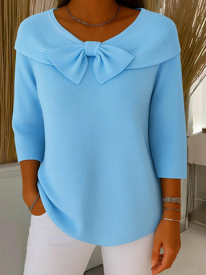 Beatrice | Women's Sweater with Bow and Round Neckline