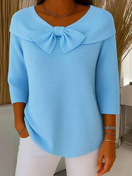 Beatrice | Women's Sweater with Bow and Round Neckline