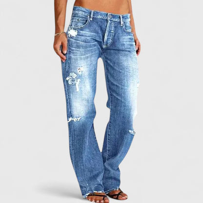Phoebe | Women's Low Rise Distressed Straight Leg Jeans