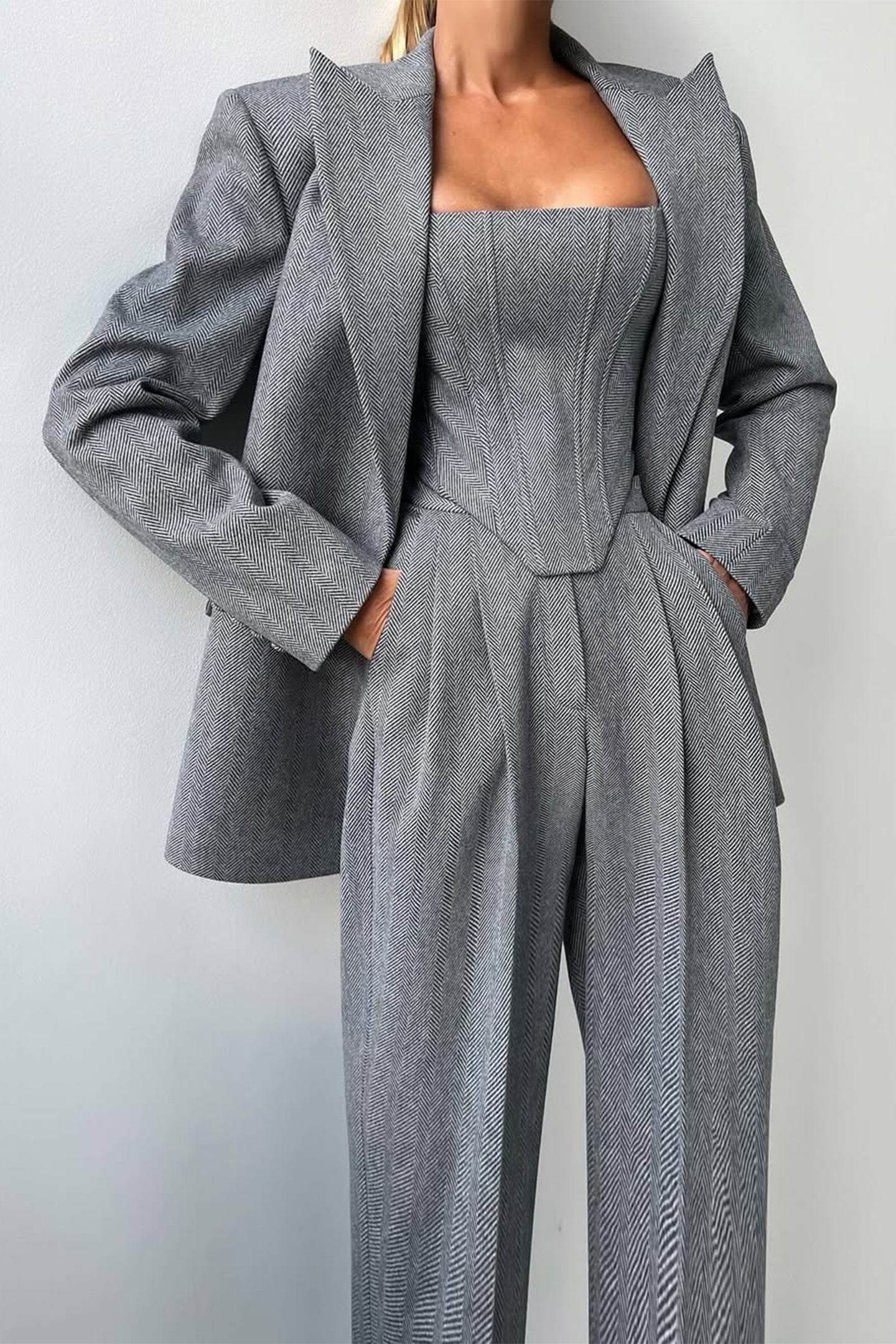 Kayla | Women's Herringbone Three Piece Suit Set