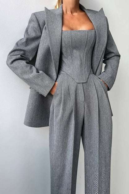 Kayla | Women's Herringbone Three Piece Suit Set