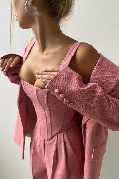 Kayla | Women's Herringbone Three Piece Suit Set