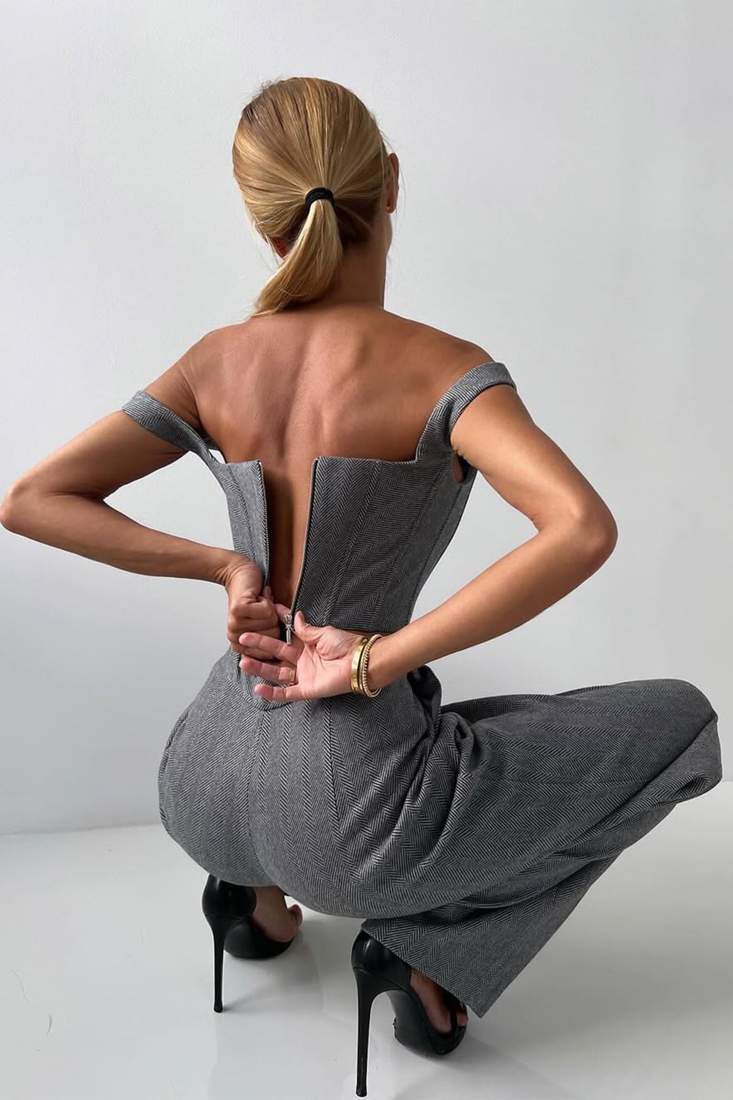 Kayla | Women's Herringbone Three Piece Suit Set