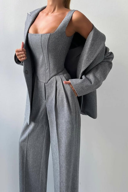 Kayla | Women's Herringbone Three Piece Suit Set
