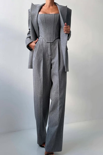 Kayla | Women's Herringbone Three Piece Suit Set