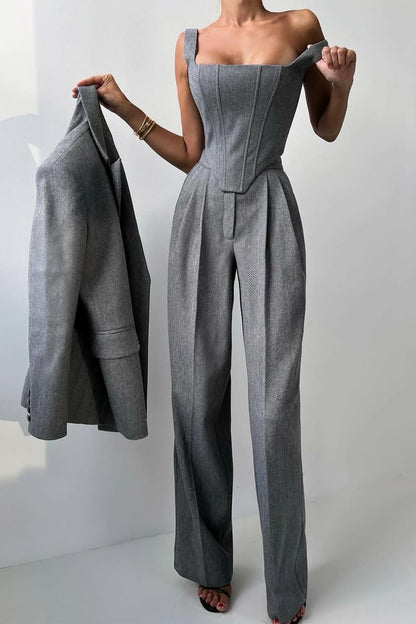 Kayla | Women's Herringbone Three Piece Suit Set
