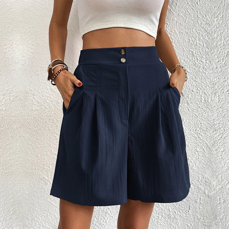 Tessa | Women's High Waist Wide Leg Shorts Pleated with Pockets