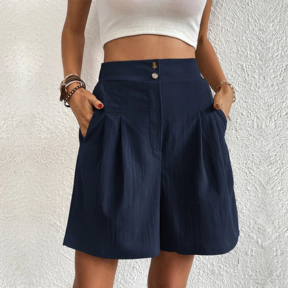 Tessa | Women's High Waist Wide Leg Shorts Pleated with Pockets