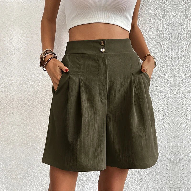 Tessa | Women's High Waist Wide Leg Shorts Pleated with Pockets