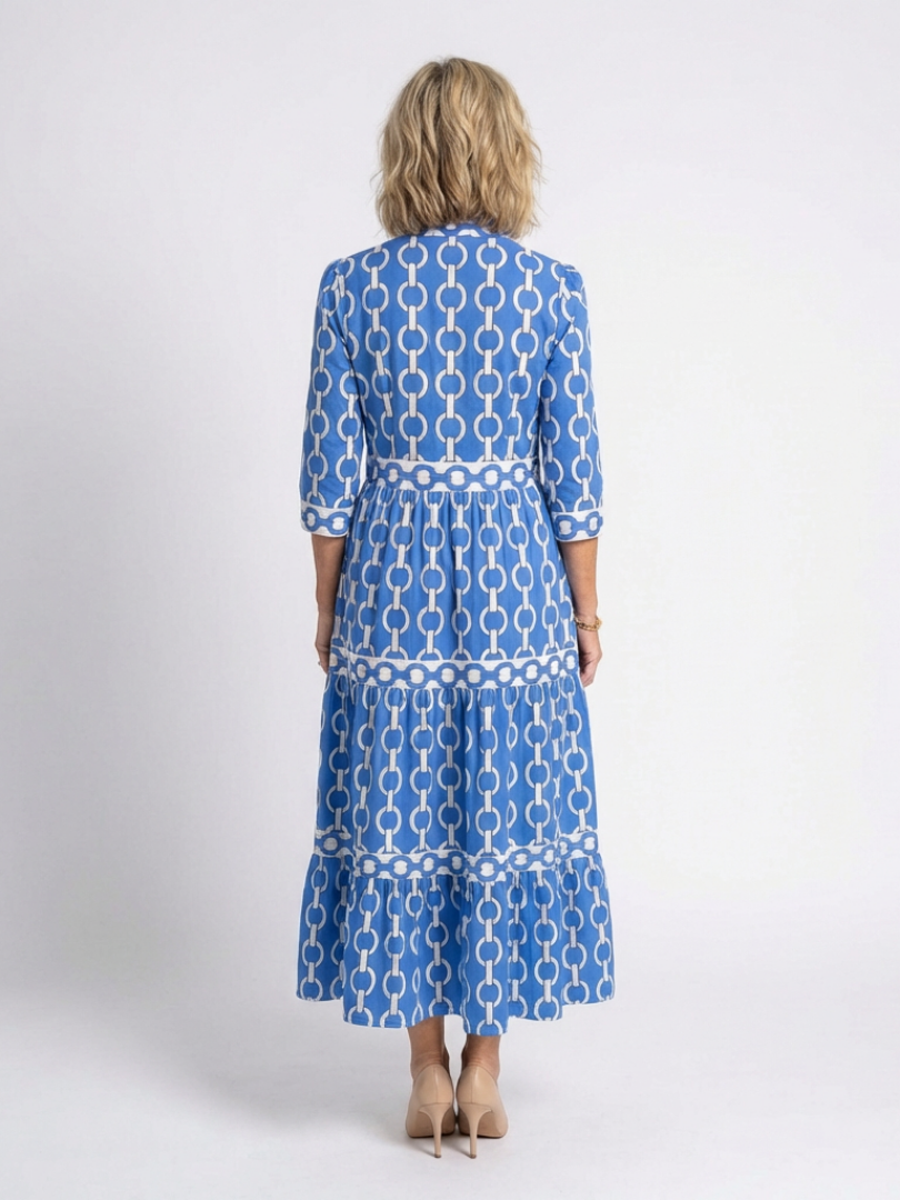 Grace | Women's Chain Print Three-Quarter Sleeve Mid-Length Dress