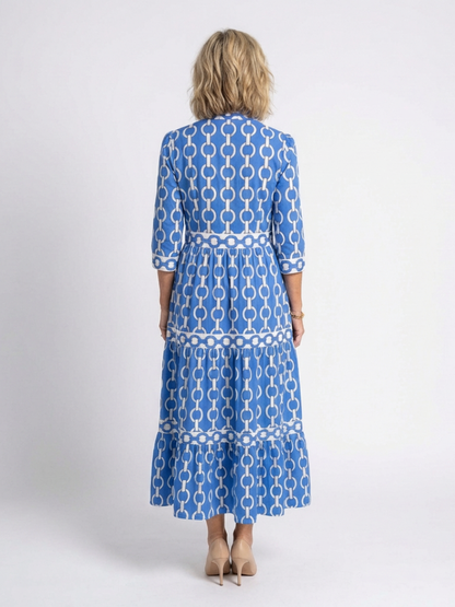 Grace | Women's Chain Print Three-Quarter Sleeve Mid-Length Dress