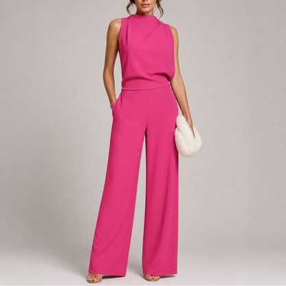 Larkin | Women's Sleeveless High Neck Wide Leg Jumpsuit