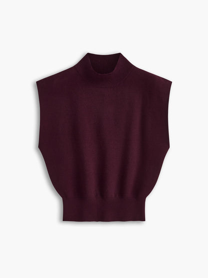 Ivy | Women's Mock Neck Sleeveless Top Padded Shoulder Vest
