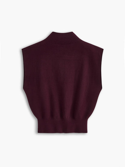 Ivy | Women's Mock Neck Sleeveless Top Padded Shoulder Vest