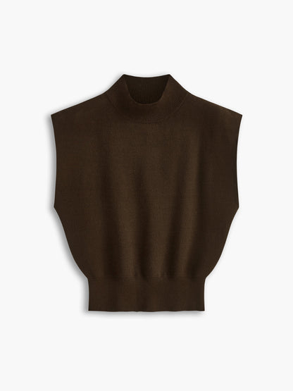 Ivy | Women's Mock Neck Sleeveless Top Padded Shoulder Vest
