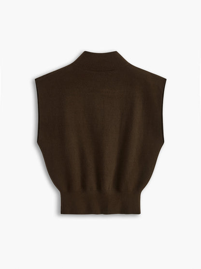 Ivy | Women's Mock Neck Sleeveless Top Padded Shoulder Vest