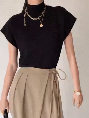 Ivy | Women's Mock Neck Sleeveless Top Padded Shoulder Vest