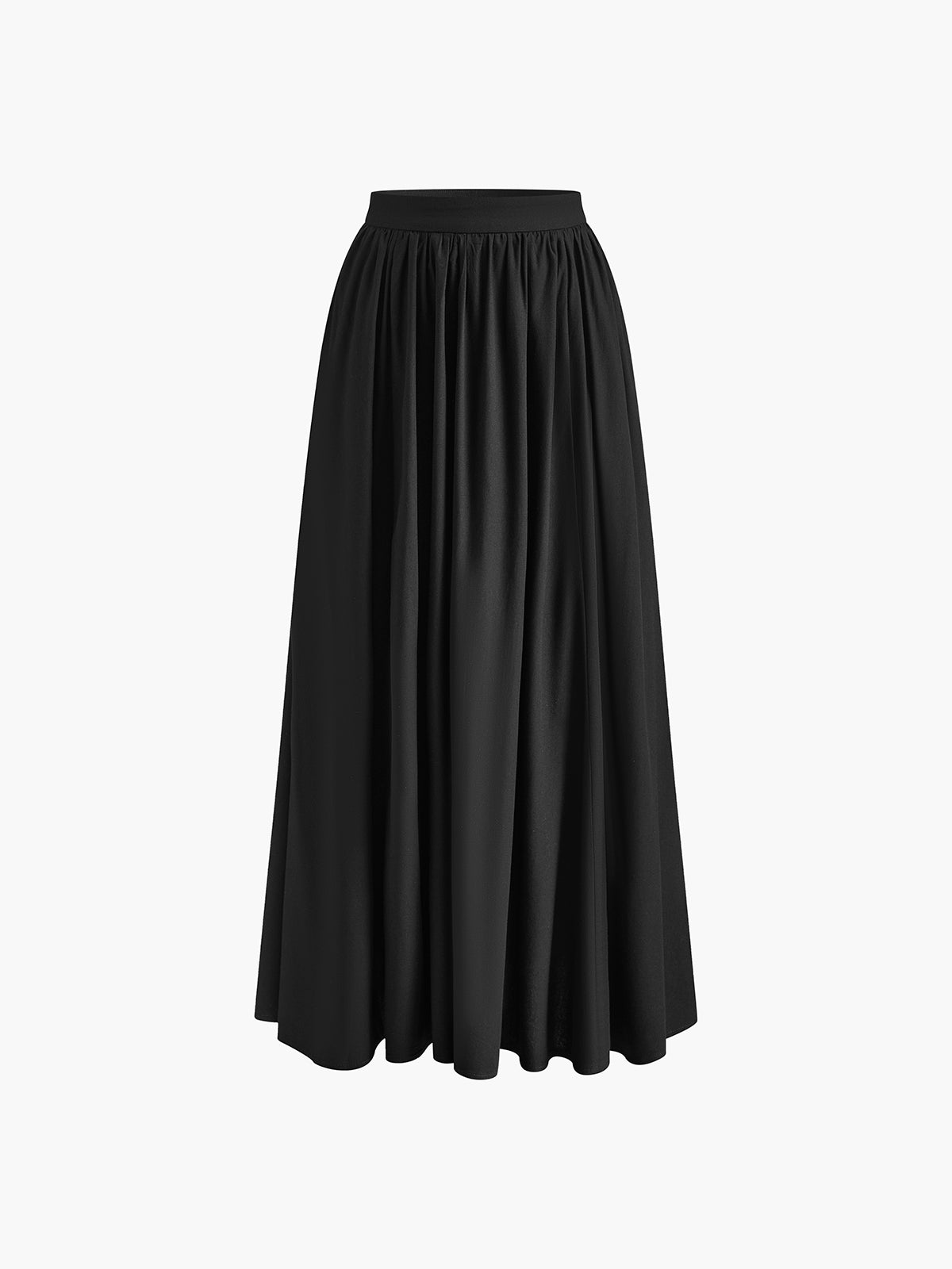 Camille | Women's High Waist Pleated A-Line Full-Length Skirt with Pockets
