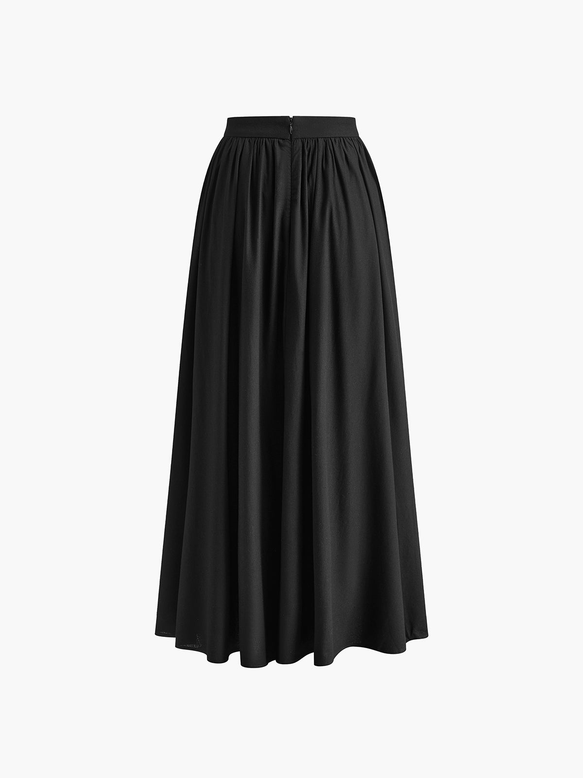 Camille | Women's High Waist Pleated A-Line Full-Length Skirt with Pockets