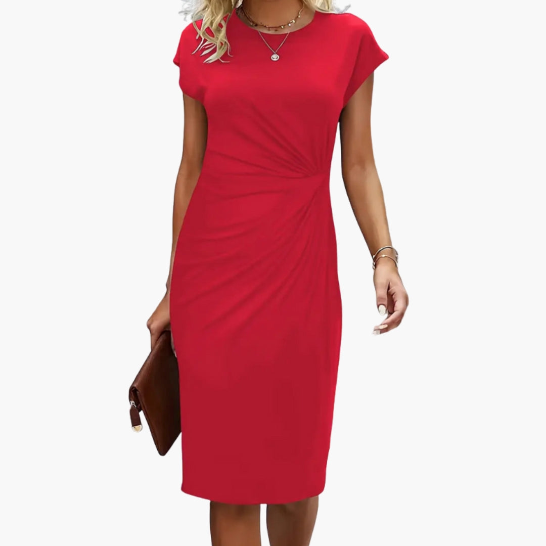 Faith | Women's Round Neck Short-Sleeved Mid-Length Dress