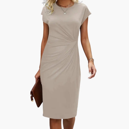 Faith | Women's Round Neck Short-Sleeved Mid-Length Dress