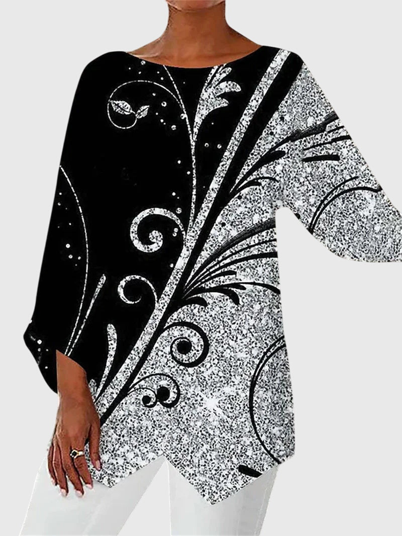 Christy | Women's Butterfly Print Asymmetric Hem Top