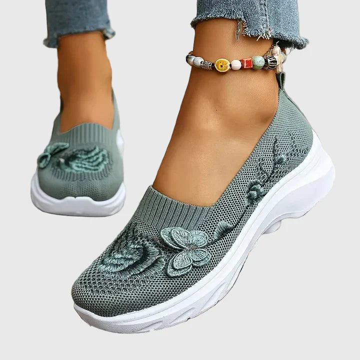 Whitney | Women's Butterfly Embroidered Slip On Sneakers