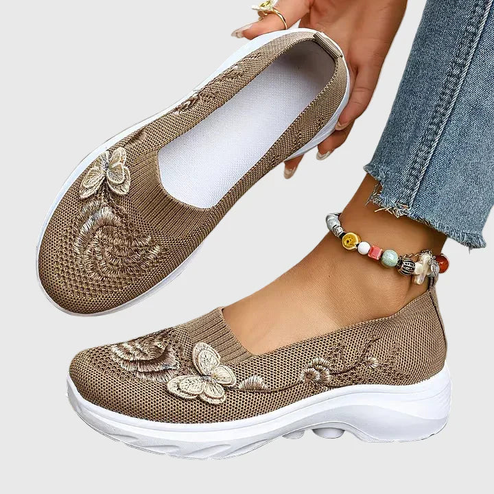 Whitney | Women's Butterfly Embroidered Slip On Sneakers
