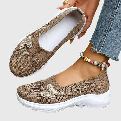 Whitney | Women's Butterfly Embroidered Slip On Sneakers