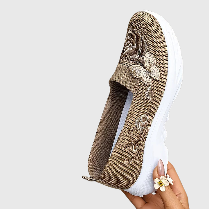 Whitney | Women's Butterfly Embroidered Slip On Sneakers