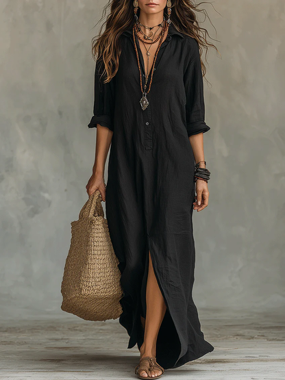 Karen | Women's Button Front Full Sleeve Maxi Button-Up Dress