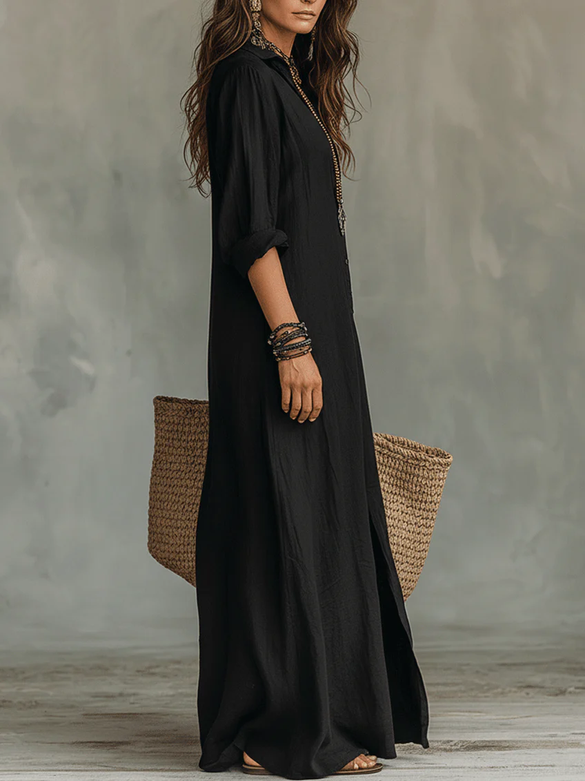 Karen | Women's Button Front Full Sleeve Maxi Button-Up Dress
