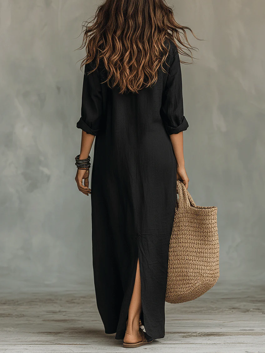 Karen | Women's Button Front Full Sleeve Maxi Button-Up Dress