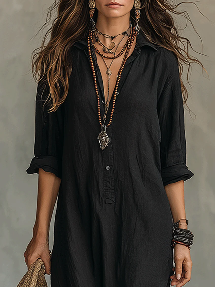Karen | Women's Button Front Full Sleeve Maxi Button-Up Dress