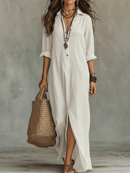 Karen | Women's Button Front Full Sleeve Maxi Button-Up Dress