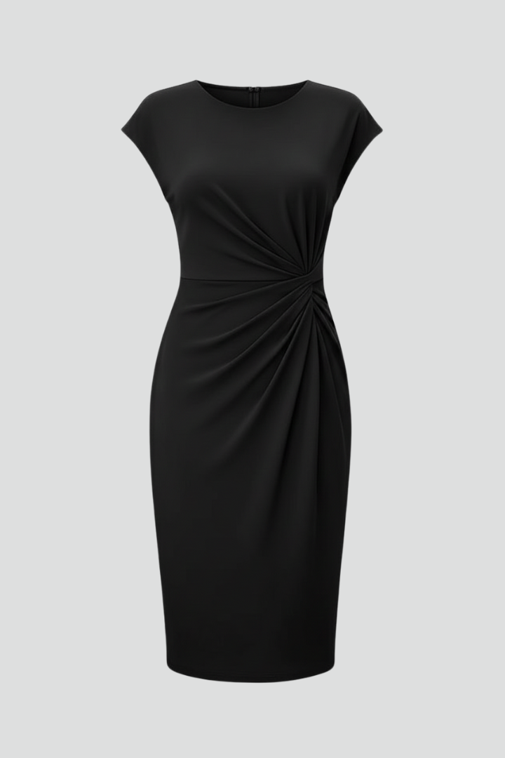 Hannah | Women's Round Neck Ruched Waist Dress