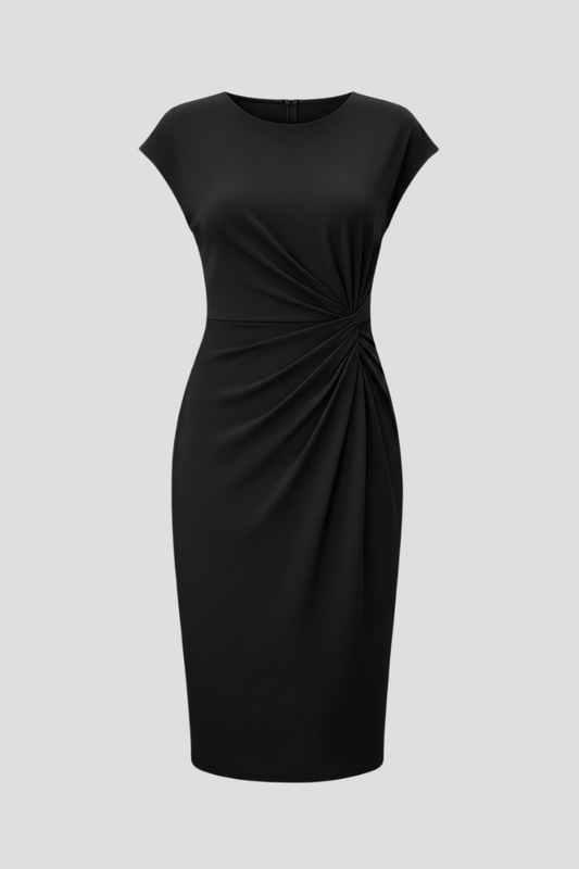 Hannah | Women's Round Neck Ruched Waist Dress