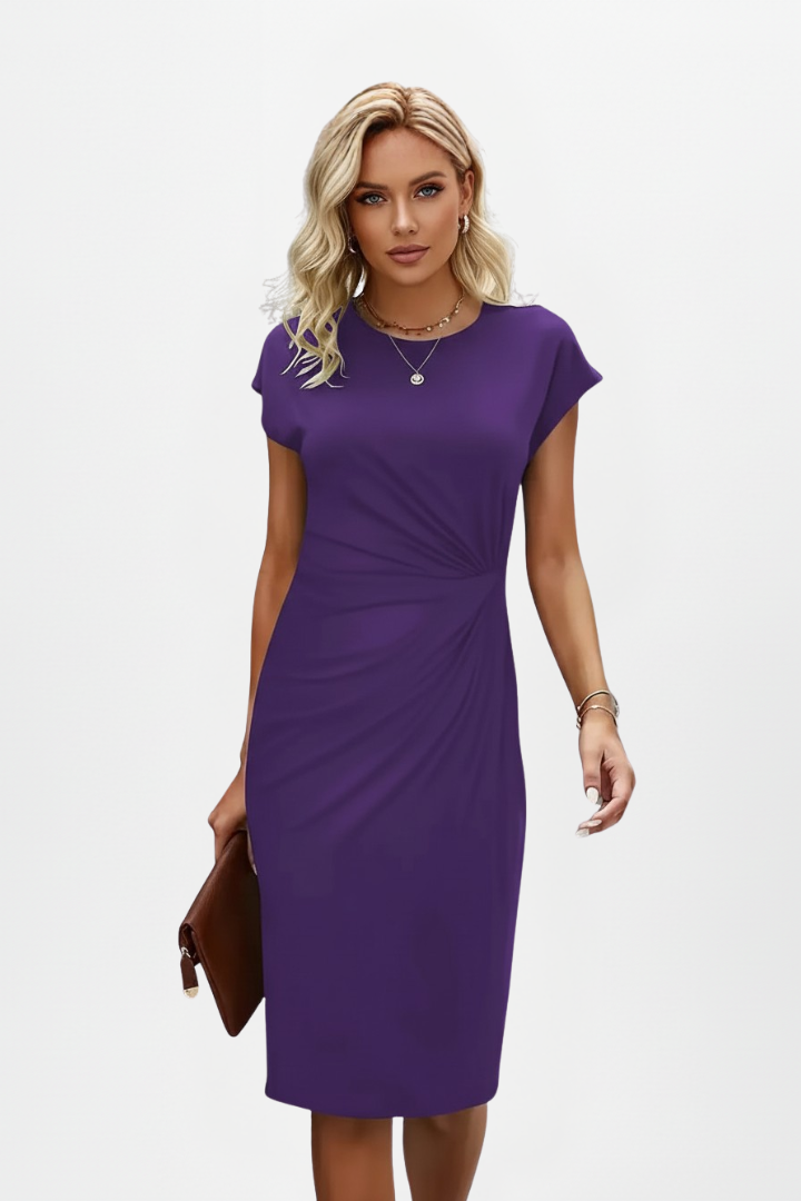 Hannah | Women's Round Neck Ruched Waist Dress