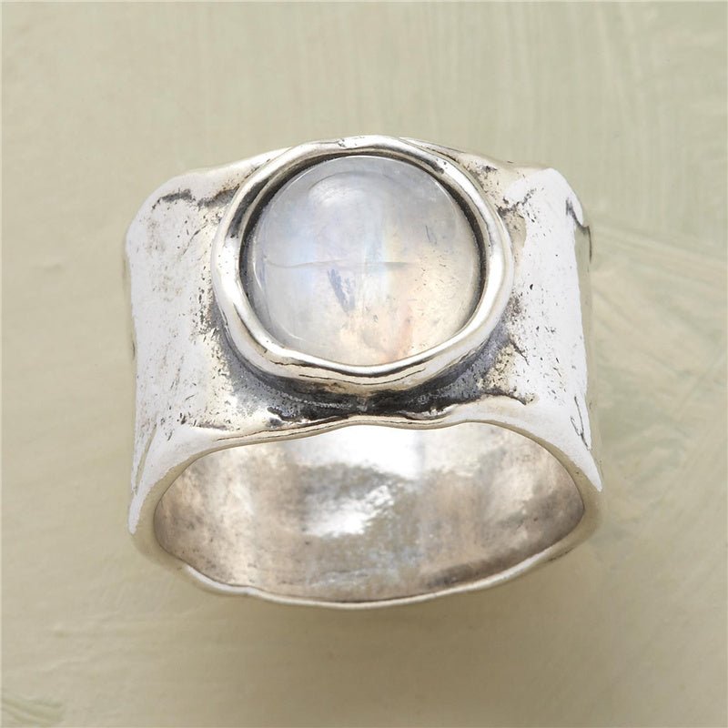 Ruby | Silver Moonstone Ring