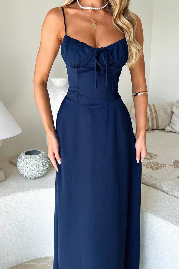 Mila | Women's Wedding Guest Spaghetti Strap Wrap Maxi Dress Evening