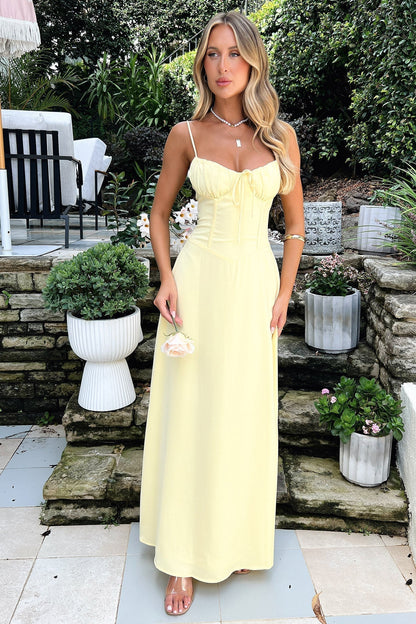 Mila | Women's Wedding Guest Spaghetti Strap Wrap Maxi Dress Evening