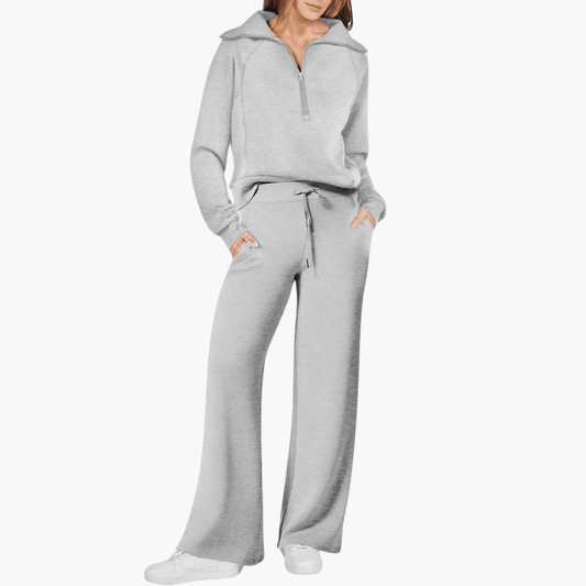 Carla | Women's Zip Up Hoodie Wide Leg Lounge Set