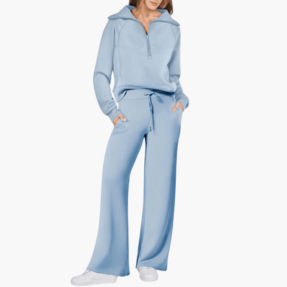 Carla | Women's Zip Up Hoodie Wide Leg Lounge Set