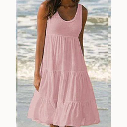 Morgan | Women's No-Sleeve Tiered Mid-Length Dress Bohemian Summer