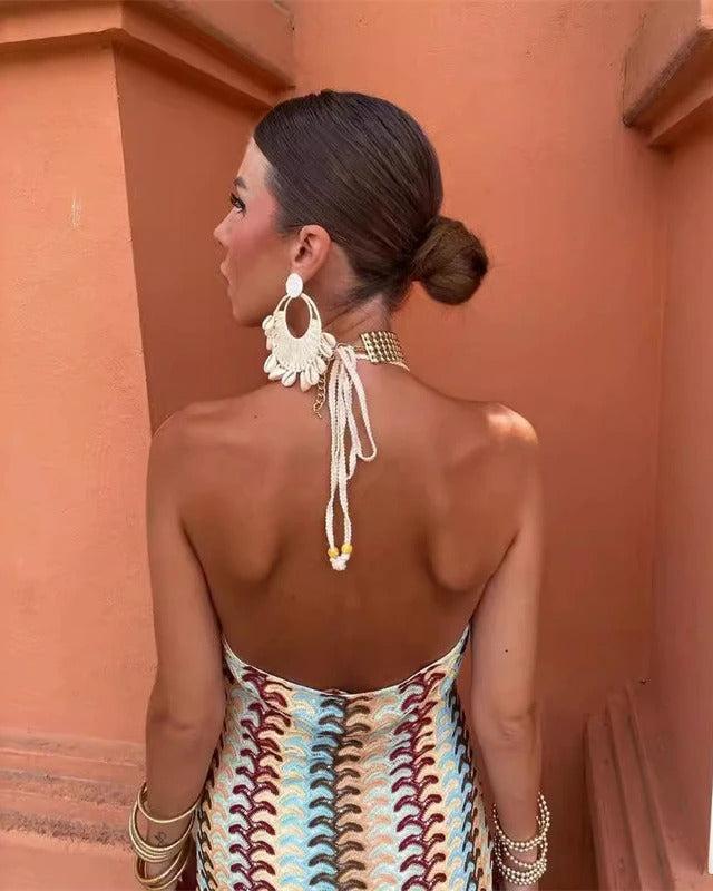 Hazel | Women's Wedding Guest Crochet Draped Dress for Beach Wedding