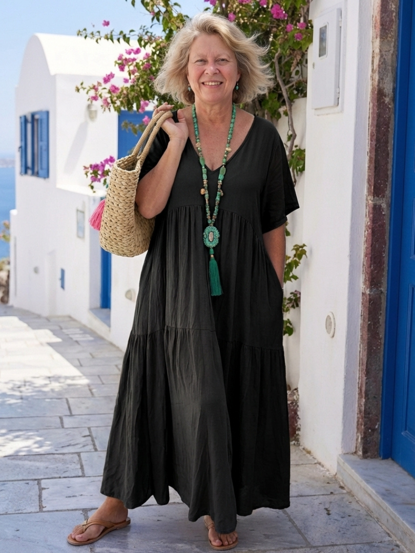 Faith | Women's Short-Sleeved Tiered Maxi Dress