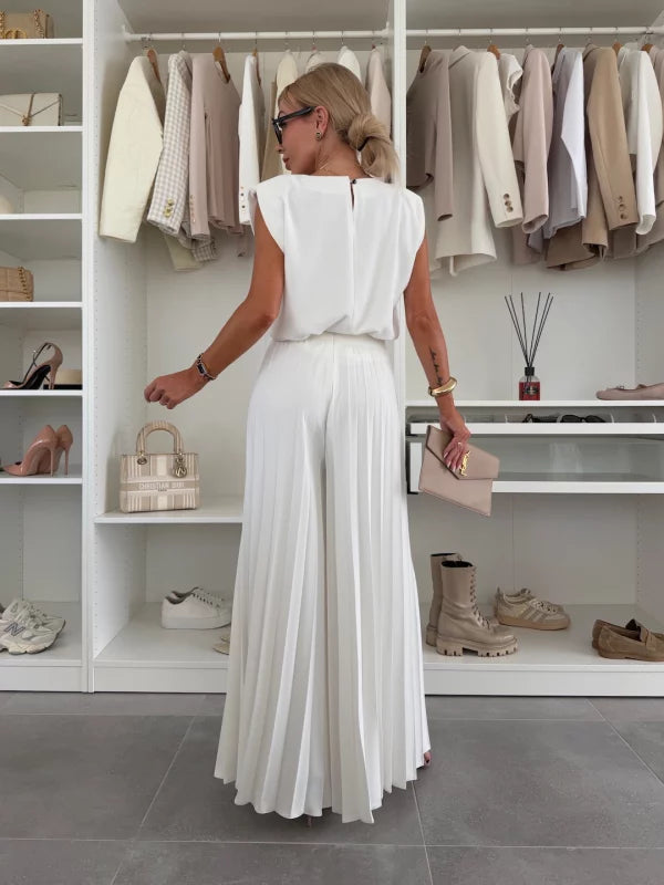 Priscilla | Women's Sleeveless Top Wide Leg Pants Set